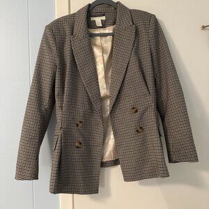 H&M Plaid Cinched Waist Blazer Size 8 Fall Essential